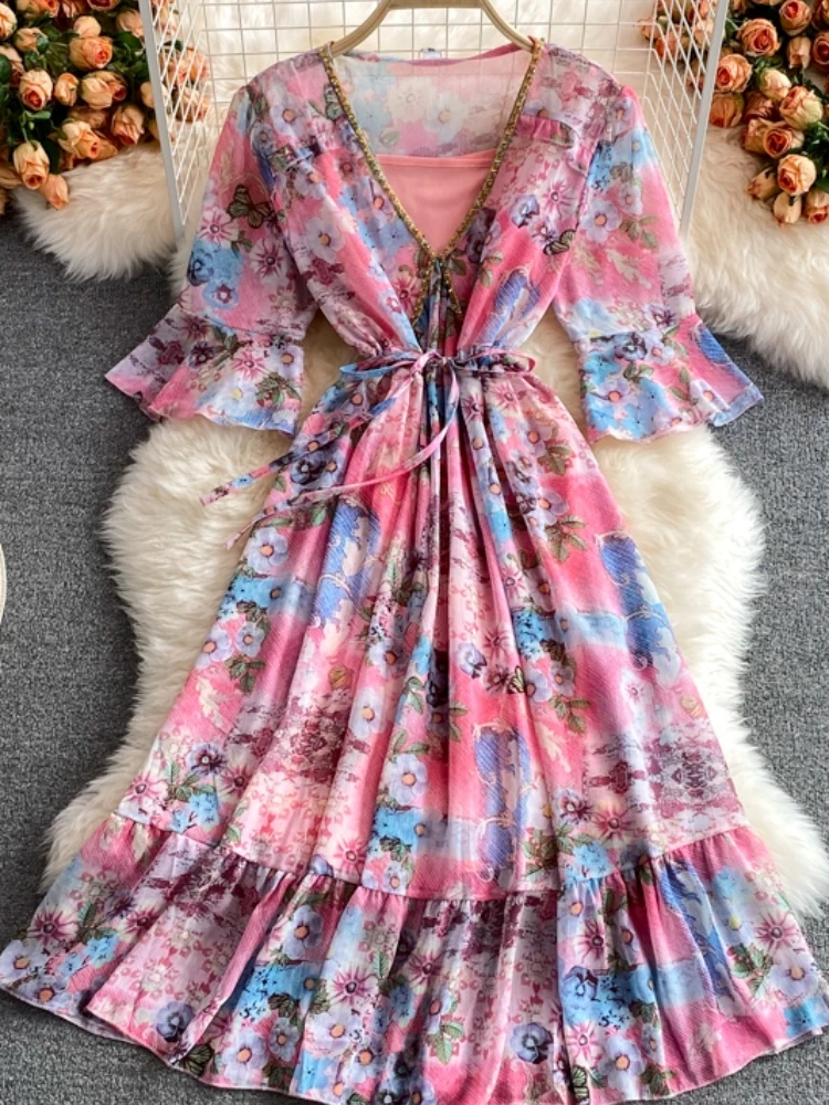 FTLZZ New Summer A Line Short V Neck Floral Print Elegant Women Medium Dresses Casual Slim Puff Sleeve Lady Dress
FTLZZ New Summer A Line Short V Neck Floral Print Elegant Women Medium Dresses Casual Slim Puff Sleeve Lady Dress