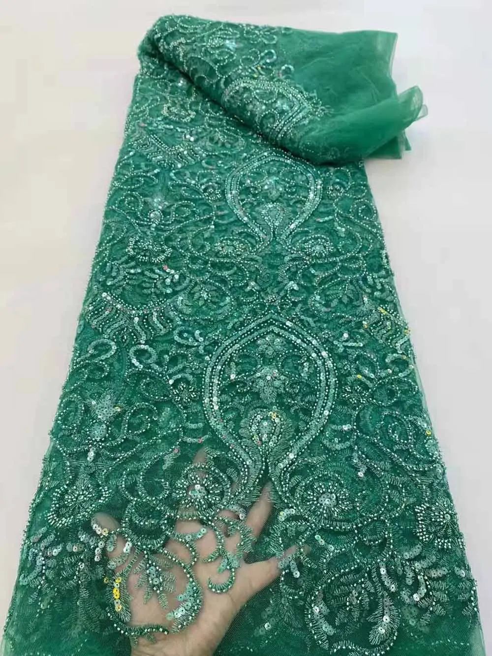 African Mesh Lace Fabric Nigerian Tulle Embroidery Sequins Beads Craft Sewing Supplies Banquet Prom Party Wedding Dress 5 Yards
African Mesh Lace Fabric Nigerian Tulle Embroidery Sequins Beads Craft Sewing Supplies Banquet Prom Party Wedding Dress 5 Yards