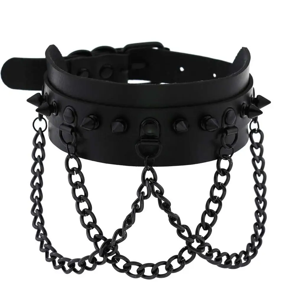 KMVEXO Steampunk Spike Rivet Gothic Leather Black Chain Necklace Women Men Collar Anime Necklace Rock Statement Emo Rave Jewelry
KMVEXO Steampunk Spike Rivet Gothic Leather Black Chain Necklace Women Men Collar Anime Necklace Rock Statement Emo Rave Jewelry