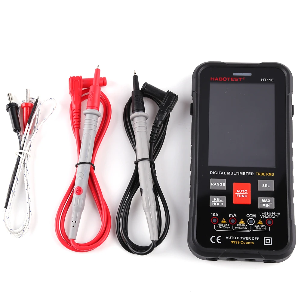 Professional Smart Multimeter Digital HT116 Auto Range 1000V 10A Tester Ohm Hz Capacitance REL True RMS AC DC DMM Multitester
Professional Smart Multimeter Digital HT116 Auto Range 1000V 10A Tester Ohm Hz Capacitance REL True RMS AC DC DMM Multitester