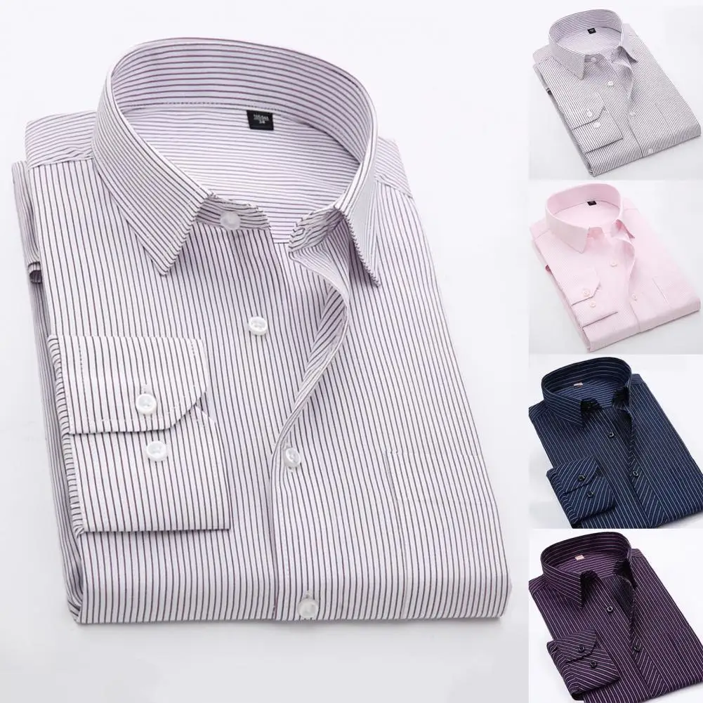 Formal Shirt Striped Long Sleeve Business Shirt Men Pocket Dress Shirt Lapel Buttons Dress Shirt Male Social Shirt Streetwear
Formal Shirt Striped Long Sleeve Business Shirt Men Pocket Dress Shirt Lapel Buttons Dress Shirt Male Social Shirt Streetwear