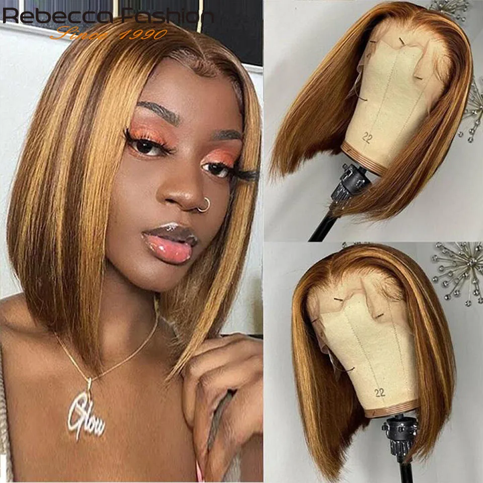 Highlight Short Straight Cut Bob Lace Wigs Human Hair Lace Front Wigs For Women Brazilian Straight Lace Front Human Wigs 4/27 
Highlight Short Straight Cut Bob Lace Wigs Human Hair Lace Front Wigs For Women Brazilian Straight Lace Front Human Wigs 4/27