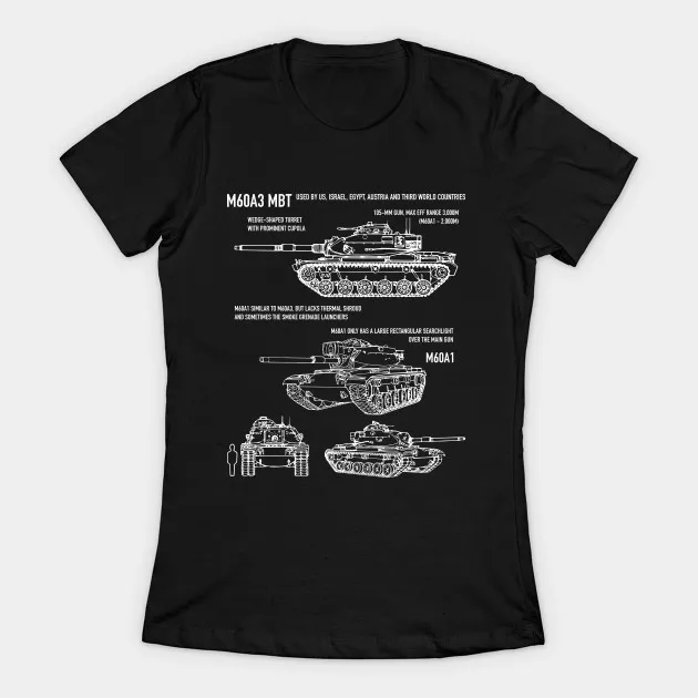 

M60A3 Patton Tank Women's T-Shirt US-Army Recognition Details of An M60A3 Main Battle Tank