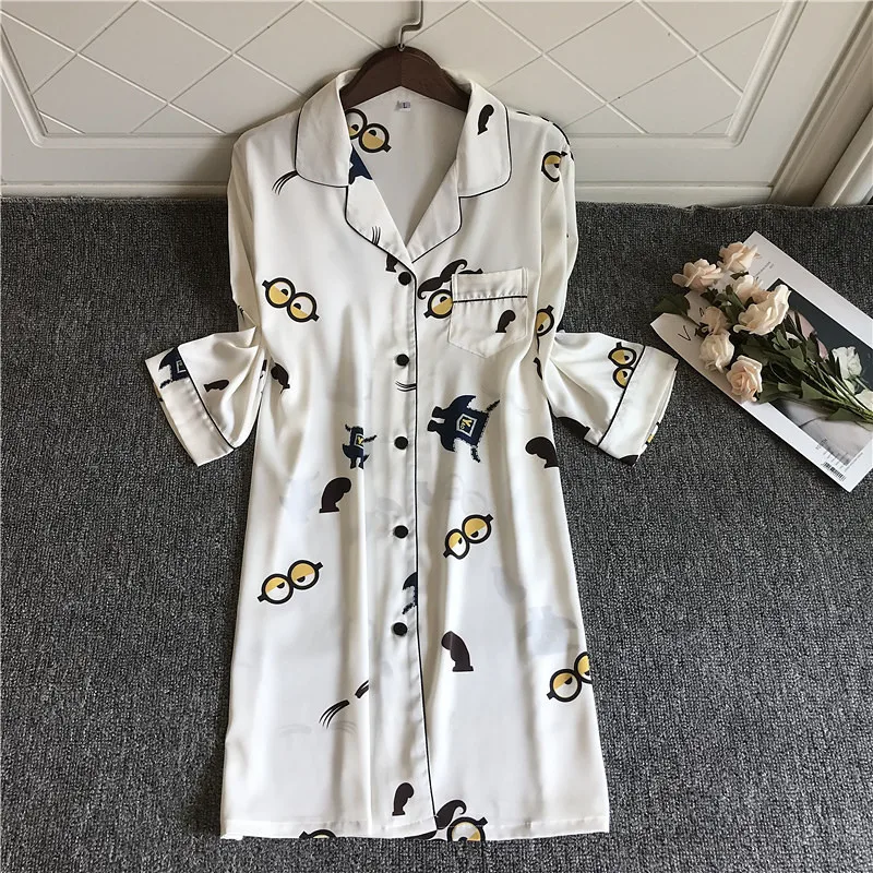 Nightdress Women Print Sleepwear Home Dressing Gown Satin Short Nightwear Sexy Sleepshirt Summer New Homewear Intimate Lingerie 
Nightdress Women Print Sleepwear Home Dressing Gown Satin Short Nightwear Sexy Sleepshirt Summer New Homewear Intimate Lingerie