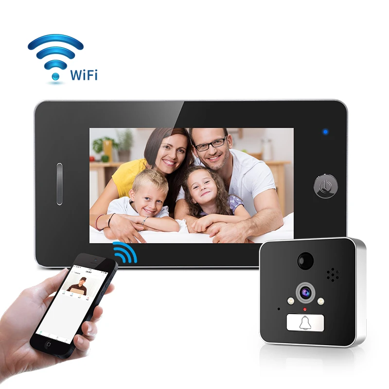 Wi Fi камера для глазок 4 3 дюймов HD умный дверной с монитором поддержка PIR монитора и