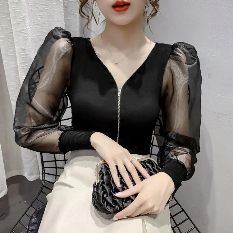 women 2021 Spring Autumn Mesh Patchwork Blouses Female Shirts V-Neck Puff Long Sleeve Blouses Ladies Fashion Casual Tops A721
women 2021 Spring Autumn Mesh Patchwork Blouses Female Shirts V-Neck Puff Long Sleeve Blouses Ladies Fashion Casual Tops A721