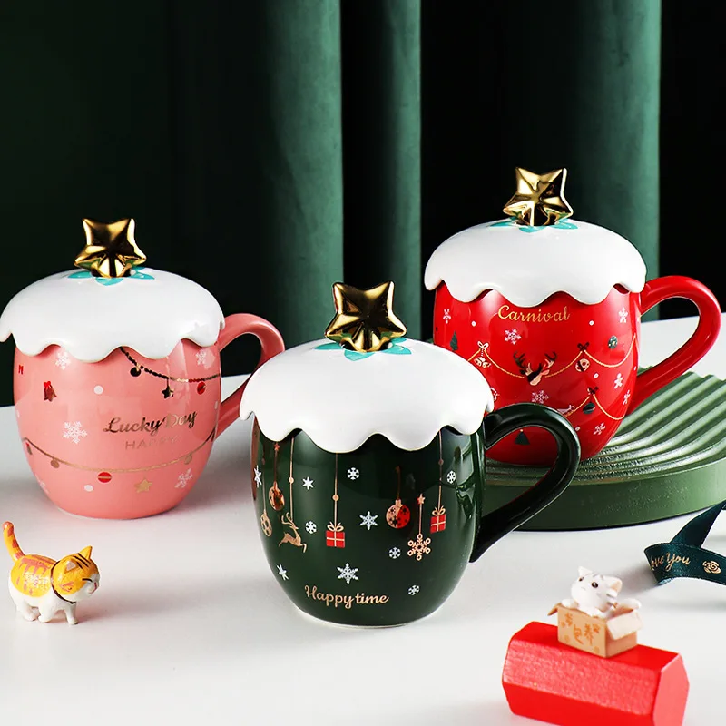 Christmas Ceramic Mug with Star Cover Spoon Girl Lovely Milk Coffee Ceramic Water Cup Office Couple Creative Holiday Gift
Christmas Ceramic Mug with Star Cover Spoon Girl Lovely Milk Coffee Ceramic Water Cup Office Couple Creative Holiday Gift