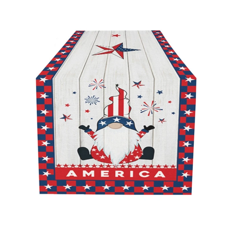 Independence Day Table Runner American Flag Gnome Printed Tablecloth Cover Decor wholesales 
Independence Day Table Runner American Flag Gnome Printed Tablecloth Cover Decor wholesales