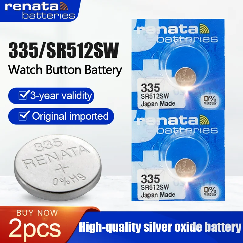 2 шт. Renata 335 SR512SW 512 1 55 в аккумулятор из оксида серебра для кварцевых часов