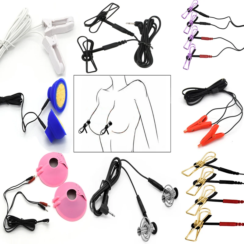 

Electric Shock Accessory Nipple Clamps Breast Flirting Toys BDSM Bondage E-stim Clitoris Clips Labia Clips Sex Toys For Couples