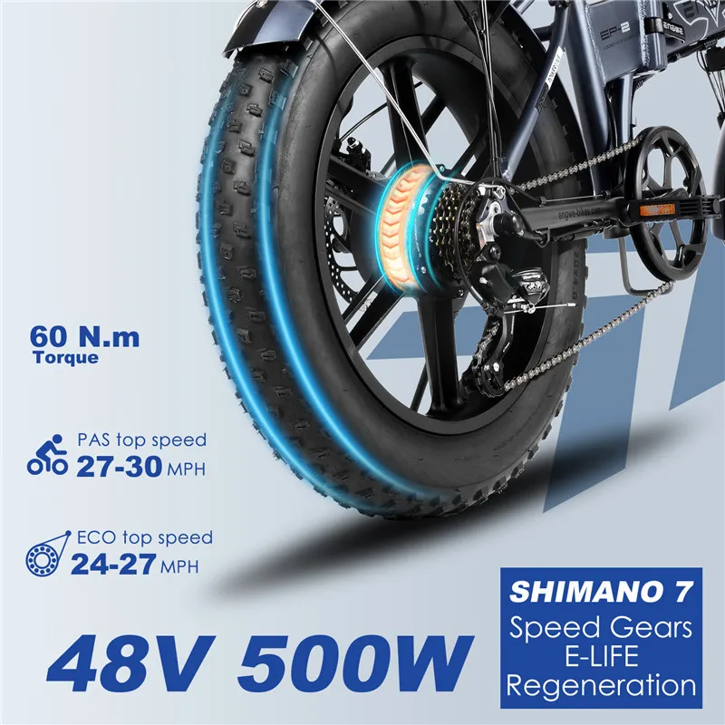 ENGWE 500W 20-inch Fat Tire Folding Electric BicycleElectric Scooter 7 Speed Gear 48V12.5A E-Bike Mountain Beach Snow Bikes
ENGWE 500W 20-inch Fat Tire Folding Electric BicycleElectric Scooter 7 Speed Gear 48V12.5A E-Bike Mountain Beach Snow Bikes