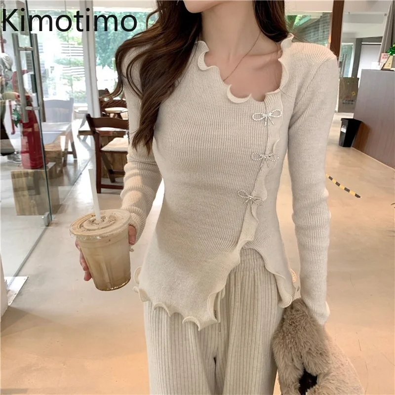 Kimotimo Irregular Knitted Sweater Women Korean Chic Design Bow Diamond Bottoming Tops Autumn Winter Gentle Sweet Solid Pullover
Kimotimo Irregular Knitted Sweater Women Korean Chic Design Bow Diamond Bottoming Tops Autumn Winter Gentle Sweet Solid Pullover