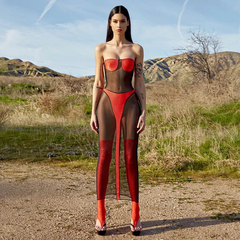 Women's 2021 Summer Sexy Mesh Patchwork Long Dress Clubwear Partywear See Through Long Sleeve Maxi O Neck Dress For Women
Women's 2021 Summer Sexy Mesh Patchwork Long Dress Clubwear Partywear See Through Long Sleeve Maxi O Neck Dress For Women