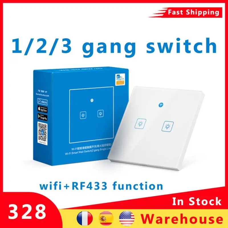 Новый wifi умный светильник переключатель с 433mhz rf Главная функция 1/2/3 ключ