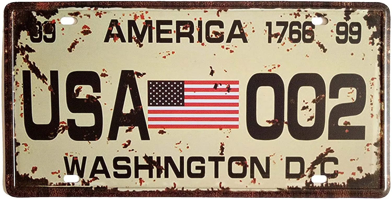 

ERLOOD American Flag Washington D.C. 002 Retro Vintage Auto License Plate Tin Sign Embossed Tag Size Home Pub Bar Decor 6 X 12