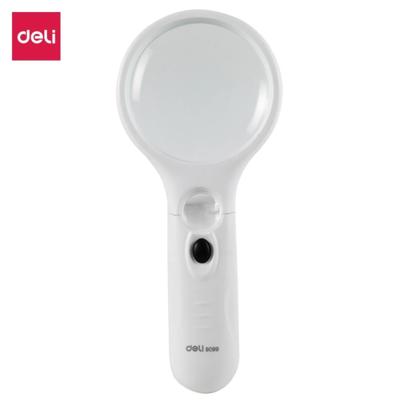 Deli Magnifying Glass with LED light, 75mm diameter lens, dual lens design, 3x/11x magnification, compact and lightweight
Deli Magnifying Glass with LED light, 75mm diameter lens, dual lens design, 3x/11x magnification, compact and lightweight