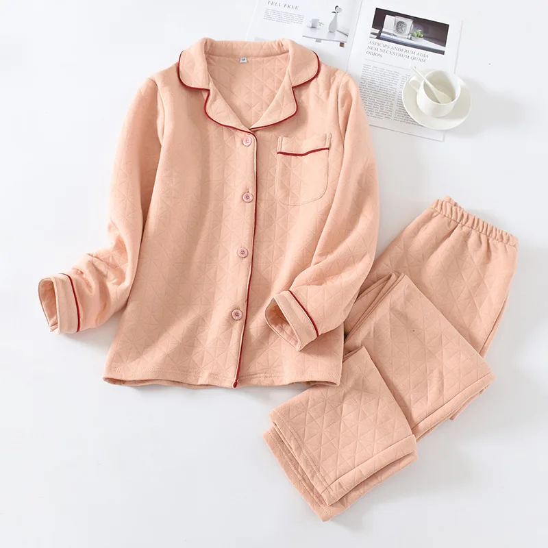 Japanese Solid Color Autumn and Winter Pure Cotton Couple Pajamas Set Thin Cotton Men Thickening Long-sleeved Home Service Women
Japanese Solid Color Autumn and Winter Pure Cotton Couple Pajamas Set Thin Cotton Men Thickening Long-sleeved Home Service Women