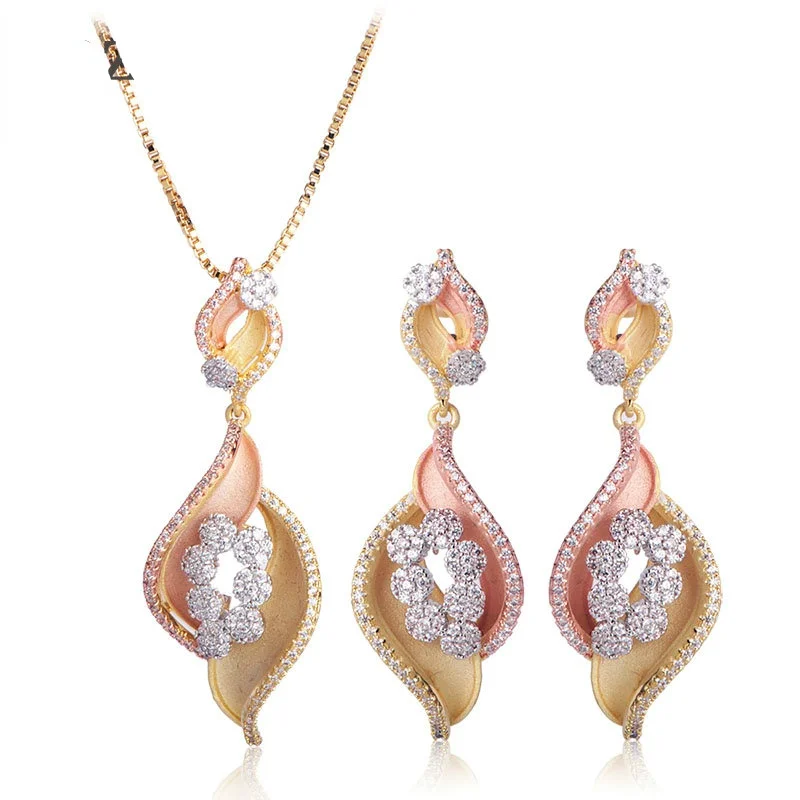 Blucome Luxury Three Tones Colors Pendant Necklace Drop Earring Cubic Zircon Accessories For Women Wedding Banquet Jewelry Set
Blucome Luxury Three Tones Colors Pendant Necklace Drop Earring Cubic Zircon Accessories For Women Wedding Banquet Jewelry Set