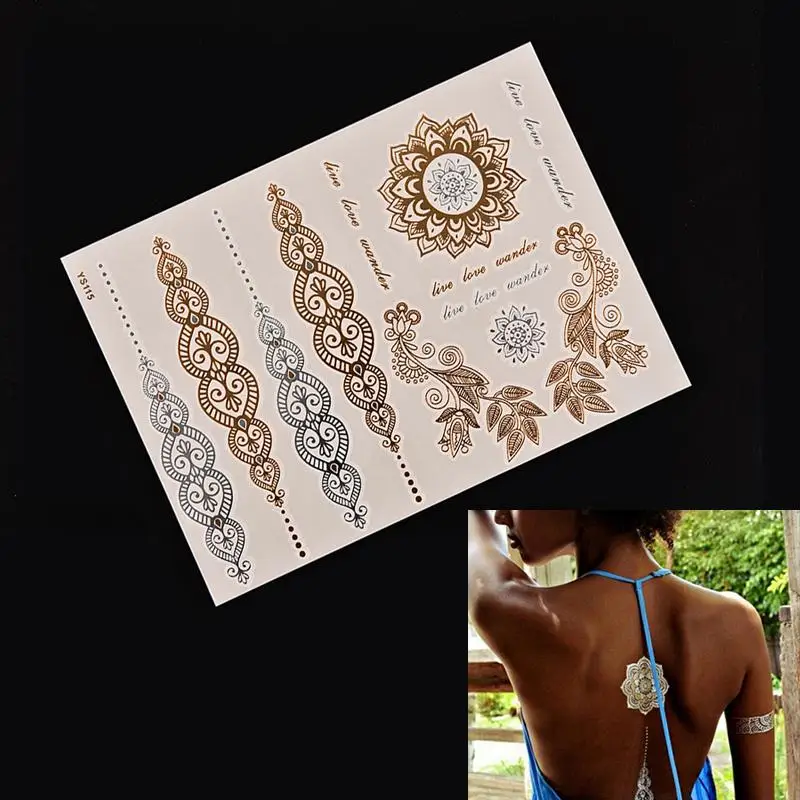 Wholesale High Quality Body Paint tattoo taty Glitter gold tattoo stickers Metal temporary flash tattoos Arabic Henna Tattoo New
Wholesale High Quality Body Paint tattoo taty Glitter gold tattoo stickers Metal temporary flash tattoos Arabic Henna Tattoo New