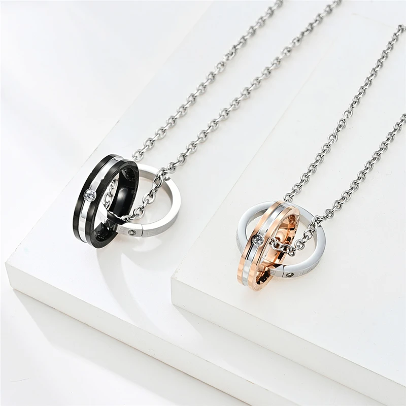 2020 New Fashion Double Circle Pendant With Cubic Zirconia Luxury Jewelry Collar Simple Stainless Steel Necklaces Free Shipping
2020 New Fashion Double Circle Pendant With Cubic Zirconia Luxury Jewelry Collar Simple Stainless Steel Necklaces Free Shipping