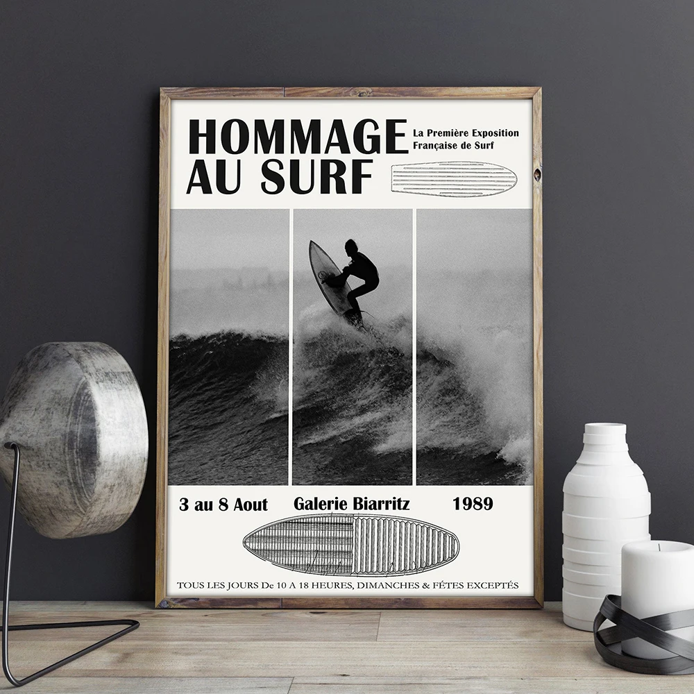 Surfing Exhibition Poster Biarritz Wall Art Black White Surf Prints Beach Modern Canvas Painting Coastal Decor for Living Room
Surfing Exhibition Poster Biarritz Wall Art Black White Surf Prints Beach Modern Canvas Painting Coastal Decor for Living Room