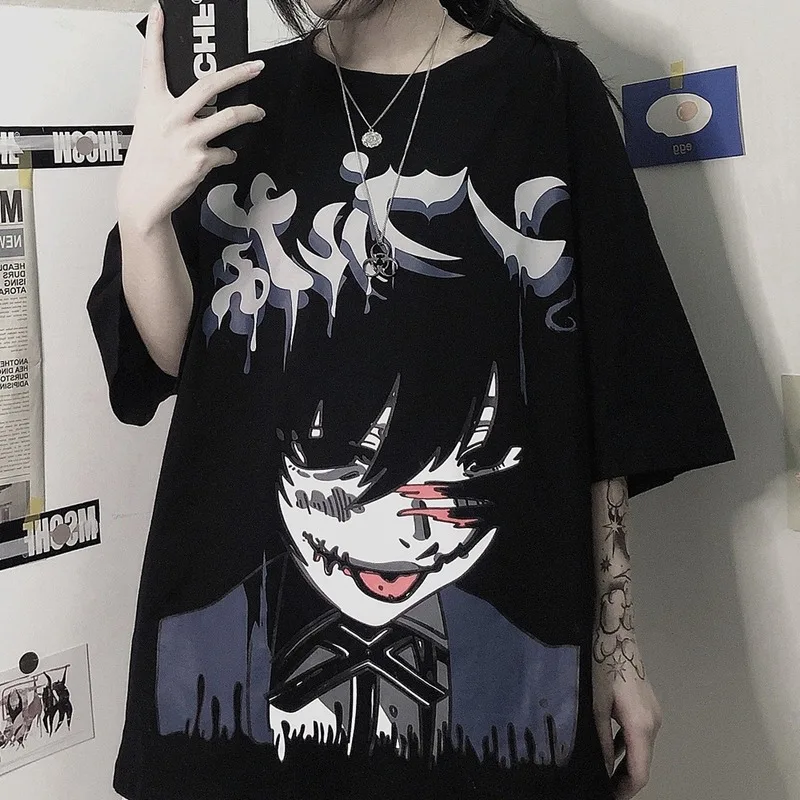 GOOHOJIO 2020 New Animation Short Sleeve Womens Tshirt Anime Printing T-Shirts Women Harajuku Vintage Black T-Shirt for Women
GOOHOJIO 2020 New Animation Short Sleeve Womens Tshirt Anime Printing T-Shirts Women Harajuku Vintage Black T-Shirt for Women