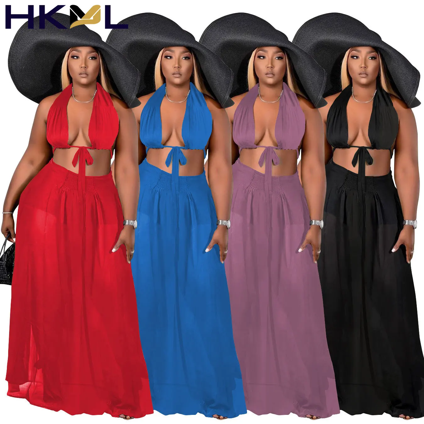 2021 Summer New Chiffon Women's Set Fashion Halter Neck Crop Tops and Long skirt Matching Two Piece Set Swimsui
2021 Summer New Chiffon Women's Set Fashion Halter Neck Crop Tops and Long skirt Matching Two Piece Set Swimsui