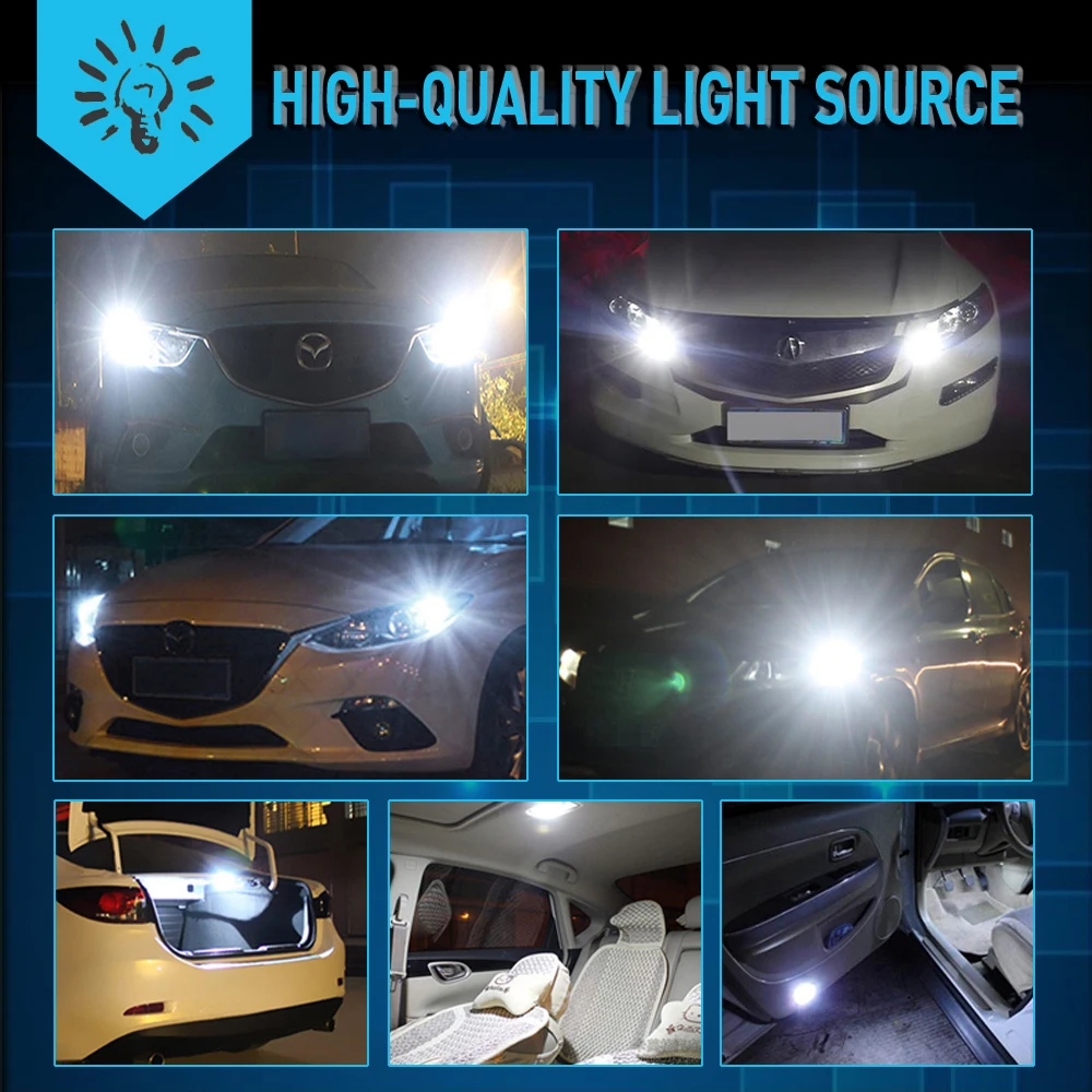 2 шт. Автомобильные светодиодные лампы Canbus высокой мощности T10 194 920 светодиодный
