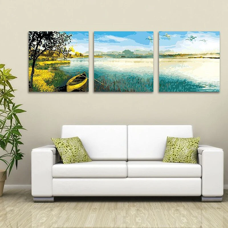 DIY Oil Painting by Numbers Lake Boat 40x40cmx3pcs Triptych kits Landscape Pictures by Numbers Wall art Home Decoration
DIY Oil Painting by Numbers Lake Boat 40x40cmx3pcs Triptych kits Landscape Pictures by Numbers Wall art Home Decoration