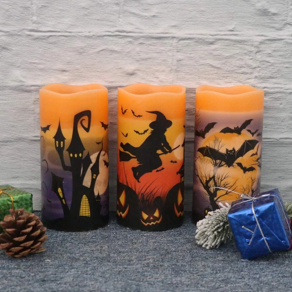 3Pcs Real Wax LED Pillar Candles With Bats Decal Flameless Battery Operated LED Candles For Halloween Decor Candles Home Decor Z
3Pcs Real Wax LED Pillar Candles With Bats Decal Flameless Battery Operated LED Candles For Halloween Decor Candles Home Decor Z