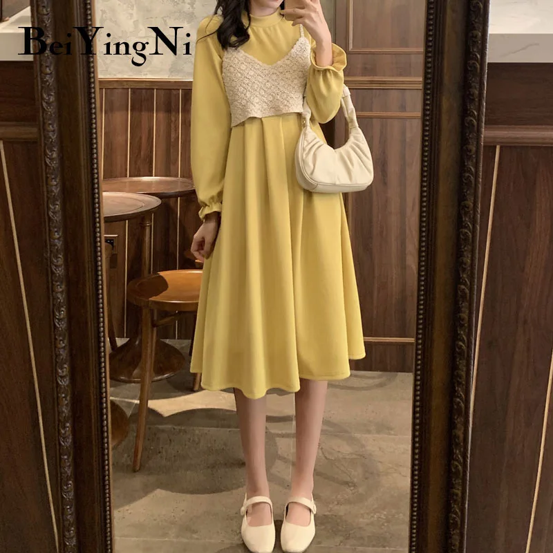 Beiyingni Women Tank Top And Dress Solid Color Kawaii Knitted Loose Fall Black Yellow Sweater Dresses Casual Vestidos Mujer 2021
Beiyingni Women Tank Top And Dress Solid Color Kawaii Knitted Loose Fall Black Yellow Sweater Dresses Casual Vestidos Mujer 2021