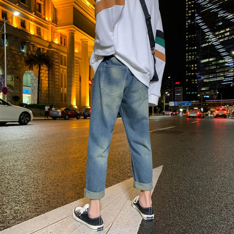 Men's 2019 Streetwear Loose Denim Pants Men Summer Autumn Straight Pants Male Fashion Pockets Ankle Length Rripped Jeans
Men's 2019 Streetwear Loose Denim Pants Men Summer Autumn Straight Pants Male Fashion Pockets Ankle Length Rripped Jeans