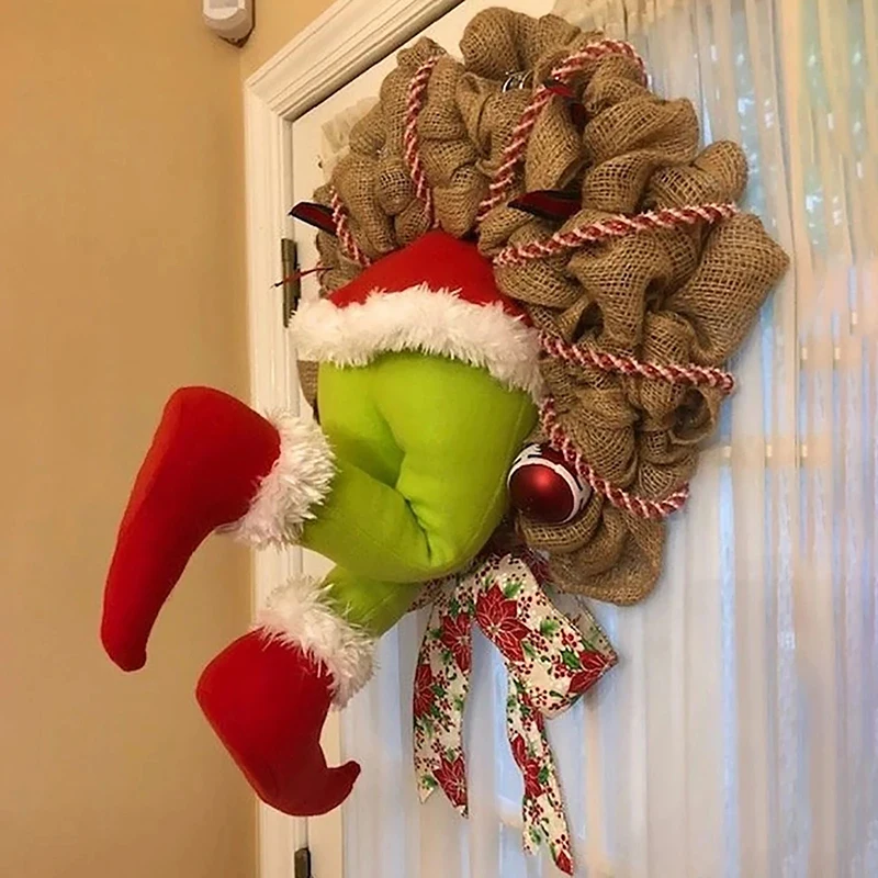 Рождественский вор из мешковины дизайн домашний обруч венок для входной двери