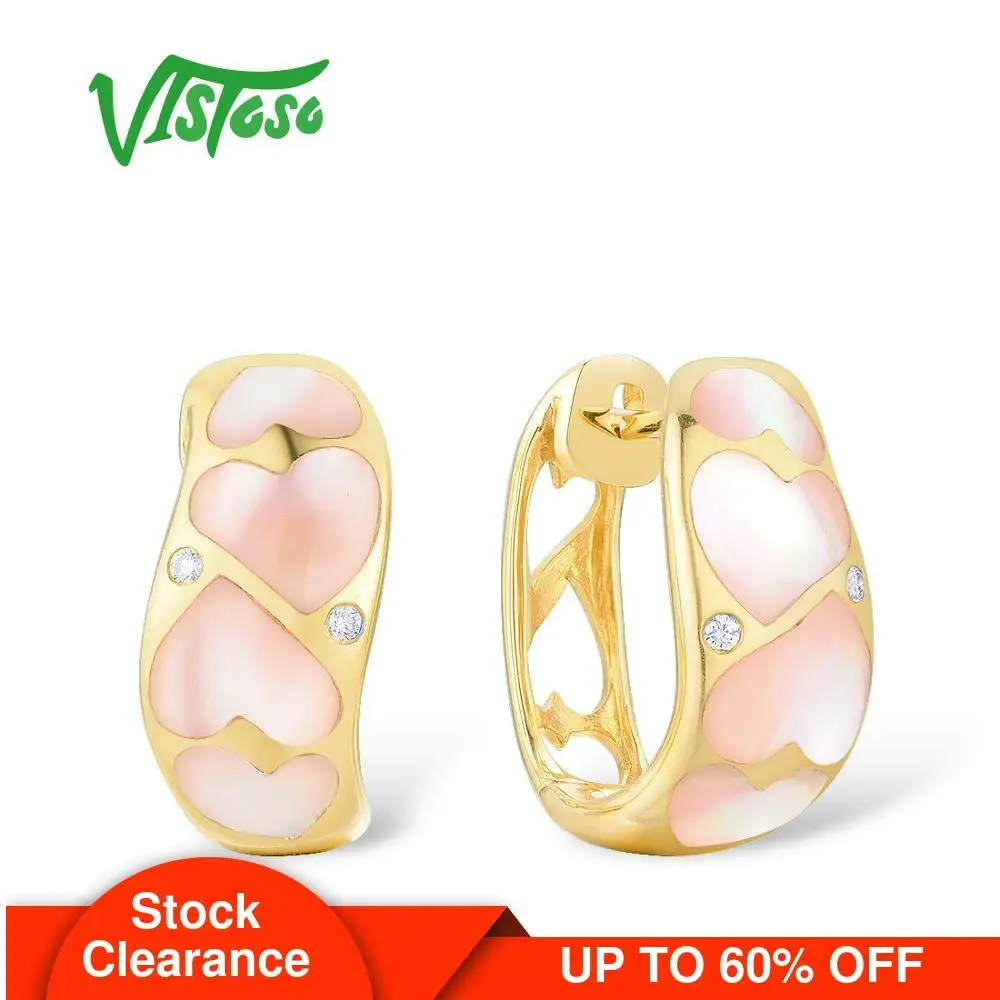VISTOSO Gold Earrings For Women Pure 14K 585 Yellow Gold Fancy Heart Pink Mother of Pearl Sparkling Diamond Elegant Fine Jewelry
VISTOSO Gold Earrings For Women Pure 14K 585 Yellow Gold Fancy Heart Pink Mother of Pearl Sparkling Diamond Elegant Fine Jewelry