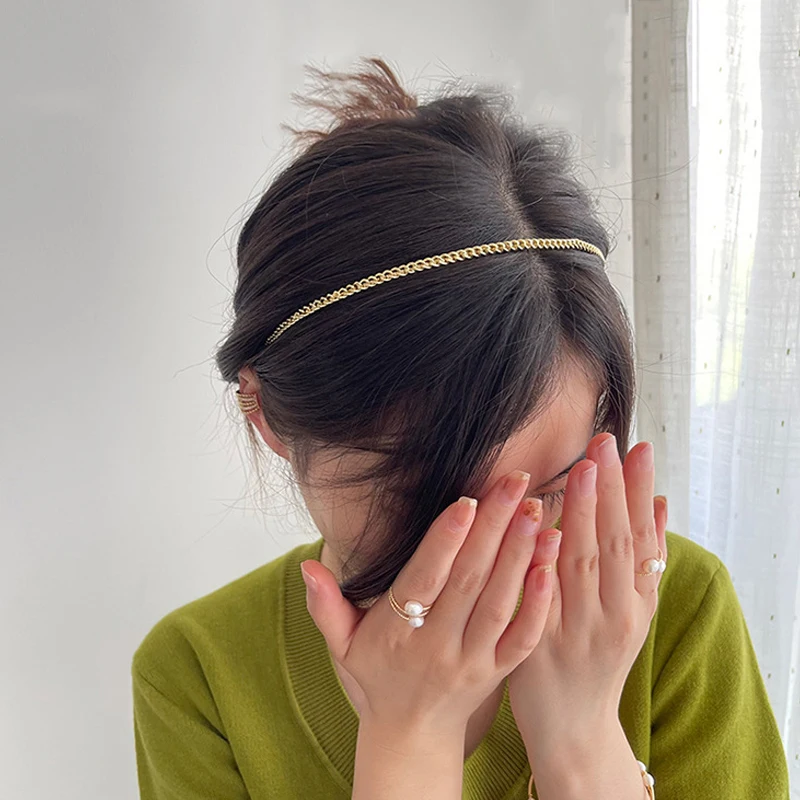 Gold Color Metal Chain Headbands for Women Punk Style Winding Hairbands Fashion Head Wrap Thin Hair Hoop Hair Accessories
Gold Color Metal Chain Headbands for Women Punk Style Winding Hairbands Fashion Head Wrap Thin Hair Hoop Hair Accessories