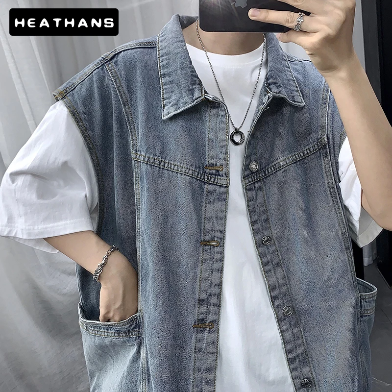 Men's Denim Jacket Vests Japan Style Loose Harajuku Street Wear Mens Distressed Denim Waistcoat Jackets Male Cargo Sleeveless
Men's Denim Jacket Vests Japan Style Loose Harajuku Street Wear Mens Distressed Denim Waistcoat Jackets Male Cargo Sleeveless