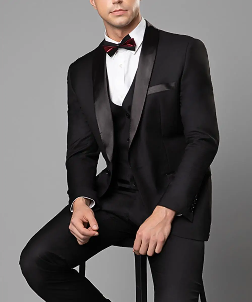 Custom Made Groomsmen Black Groom Tuxedos Shawl Satin Lapel Men Suits 3 Pieces Wedding Best Man ( Jacket+Pants+Vest+Tie ) C804
Custom Made Groomsmen Black Groom Tuxedos Shawl Satin Lapel Men Suits 3 Pieces Wedding Best Man ( Jacket+Pants+Vest+Tie ) C804