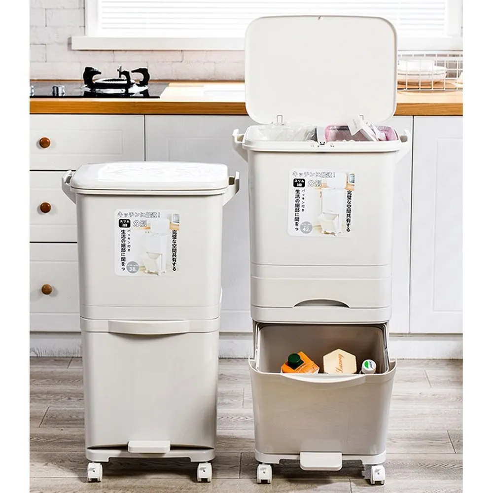 38L 42L Large Double Layers Garbage Trash with Cover Recyclable Cans Kitchen Storage Vertical Waste Sorting Bins with Wheel
38L 42L Large Double Layers Garbage Trash with Cover Recyclable Cans Kitchen Storage Vertical Waste Sorting Bins with Wheel