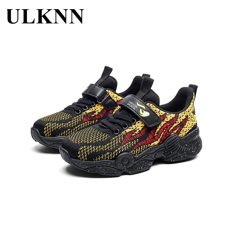 

ULKNN Boys Breathable Sneakers Kids 2023 Autumn Latest Casual Soft Sole Hook And Loop Red Children Shoes Kid Black Male Sneakers