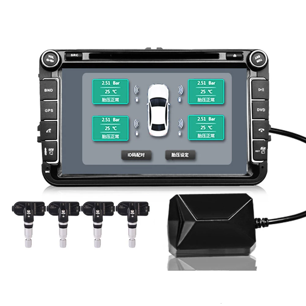 Автомобильный USB Android система контроля давления в шинах дисплей TPMS 4 Внутренний