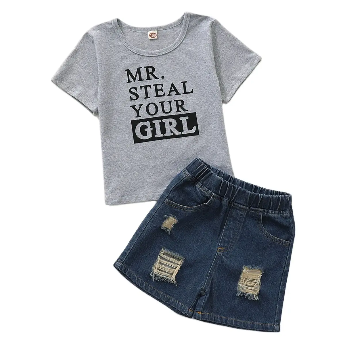 2022 Summer Baby Girls Clothes Outfit Fashion Kids Clothes Girl 6 years Toddler Girl Clothes Short Sleeve 2Piece Tee+Jeans 
2022 Summer Baby Girls Clothes Outfit Fashion Kids Clothes Girl 6 years Toddler Girl Clothes Short Sleeve 2Piece Tee+Jeans