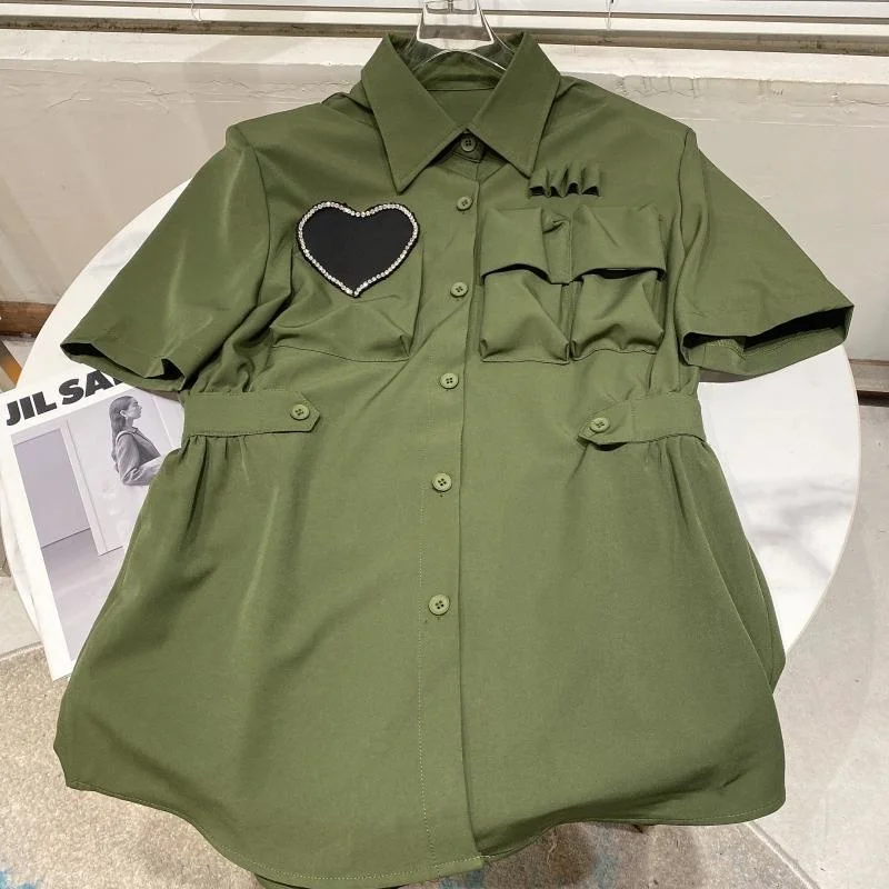 SeeBeautiful Pocket Patchwork Large Size Shirt Lapel Short Sleeve Single Breasted Waist Women Summer 2021 New Fashion G190
SeeBeautiful Pocket Patchwork Large Size Shirt Lapel Short Sleeve Single Breasted Waist Women Summer 2021 New Fashion G190