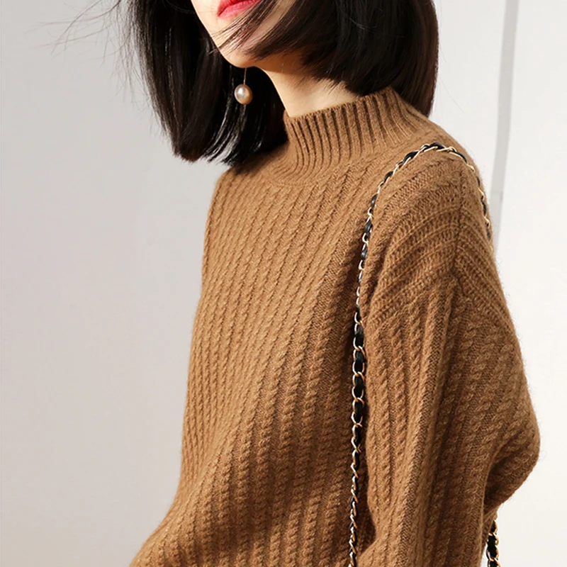 European and American series women's turtleneck sweaters loose loose lazy cashmere knitted base wool sweaters best selling
European and American series women's turtleneck sweaters loose loose lazy cashmere knitted base wool sweaters best selling