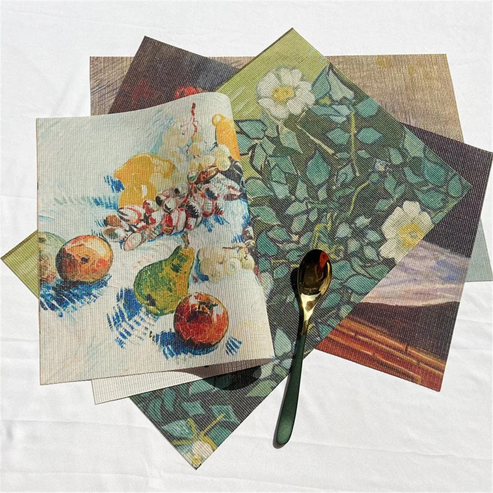 Oil Painting PVC Placemats for Coffee Table Dining Mat Monet Van Gogh Cup Costers Insulation Pad Home Decor
Oil Painting PVC Placemats for Coffee Table Dining Mat Monet Van Gogh Cup Costers Insulation Pad Home Decor