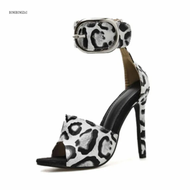 

2021 new authentic leopard print ladies sandals luxury high quality fashion show 11 cm stiletto heels size 4-9 10 BBZAI