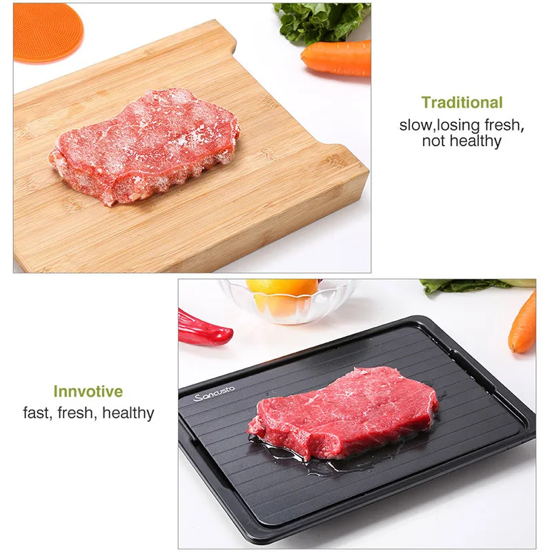 Fast Defrosting Tray with Cleaner Frozen Meat Defrost Food Thawing Plate Board Kitchen Tool L9 #2
Fast Defrosting Tray with Cleaner Frozen Meat Defrost Food Thawing Plate Board Kitchen Tool L9 #2
