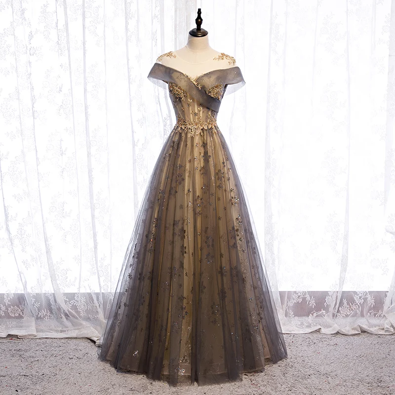 Evening Dress Lace O-Neck Short Sleeves Luxurious A-Line Floor-Length Appliques Sequins New Lace Up Party Formal Gown Woman B300
Evening Dress Lace O-Neck Short Sleeves Luxurious A-Line Floor-Length Appliques Sequins New Lace Up Party Formal Gown Woman B300