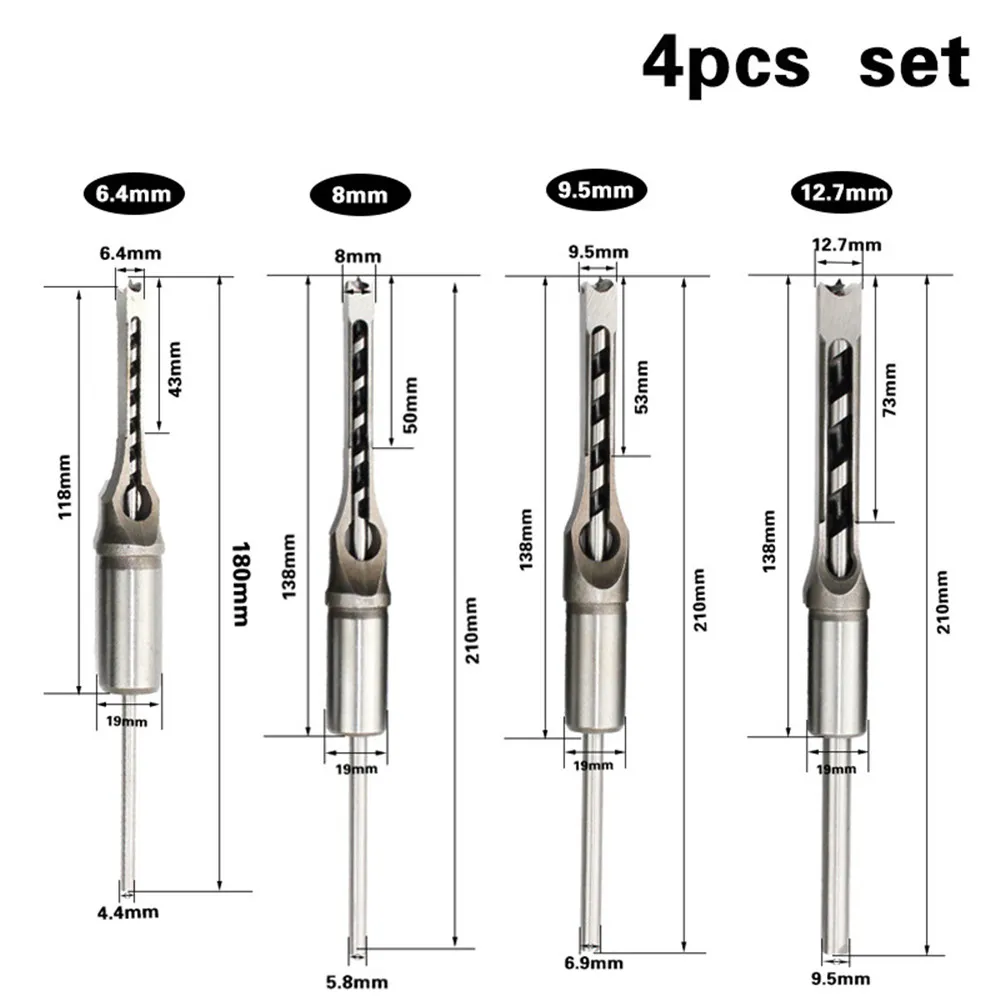 2020 New 4PCS HSS Twist Drill Bits Square Auger Hole Saw Mortise Chisel Wood Drill Set Tools Kit Extended Saw 
2020 New 4PCS HSS Twist Drill Bits Square Auger Hole Saw Mortise Chisel Wood Drill Set Tools Kit Extended Saw