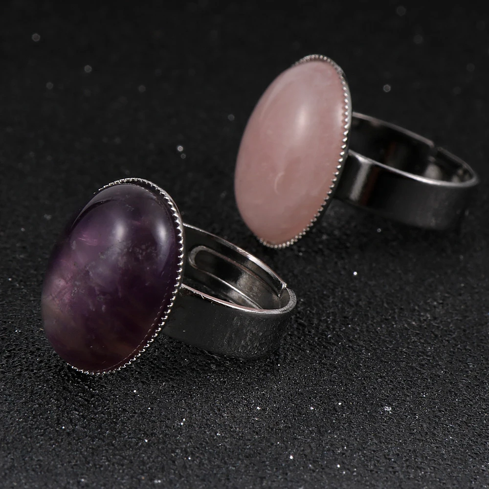 Crystal Ring for Women Natural Stone Adjustable Ring Oval Beads Casual Finger Rings Purple Quartz Silver Color Party Jewelry
Crystal Ring for Women Natural Stone Adjustable Ring Oval Beads Casual Finger Rings Purple Quartz Silver Color Party Jewelry