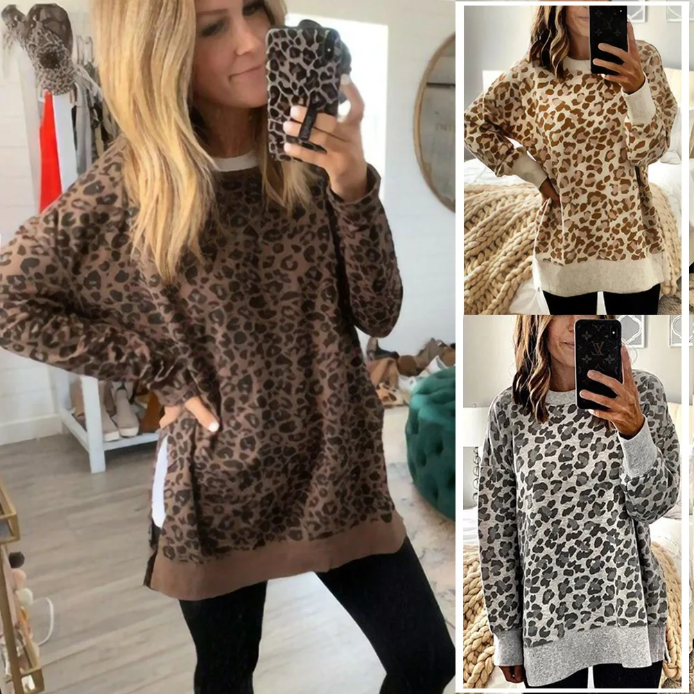 Fall 2020 New Casual Leopard Print O-neck Side Split Irregular Hoodie Loose Patchwork Fall Women's Basic Pullover
Fall 2020 New Casual Leopard Print O-neck Side Split Irregular Hoodie Loose Patchwork Fall Women's Basic Pullover
